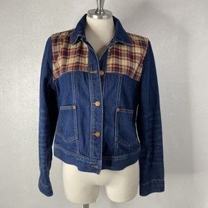 Madewell Blue and Plaid Jean Jacket